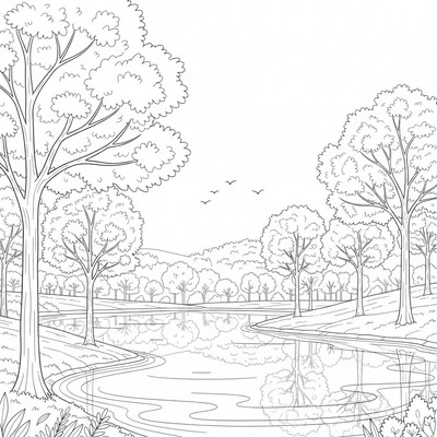 Höstfärgade träd vid en sjö