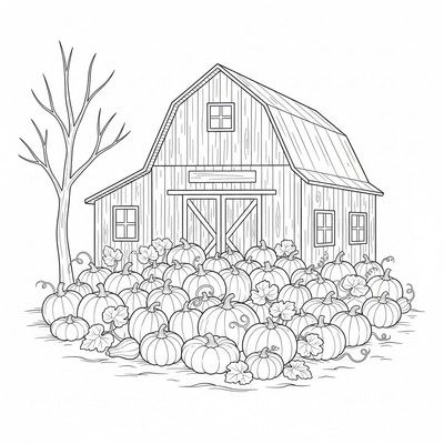 Höstpumpor ligger vid en lada