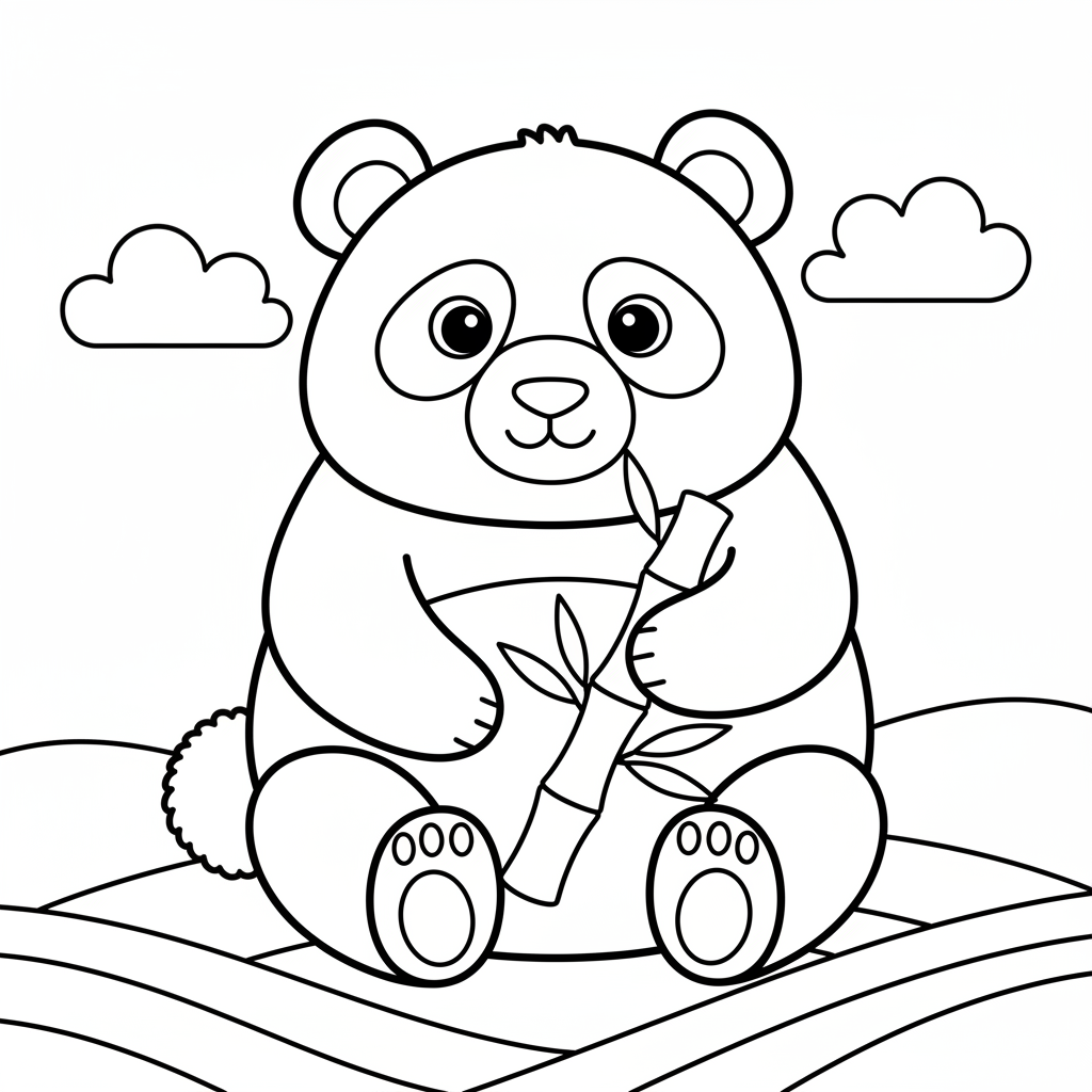 Panda som sitter på rumpan