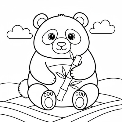 Panda som sitter på rumpan