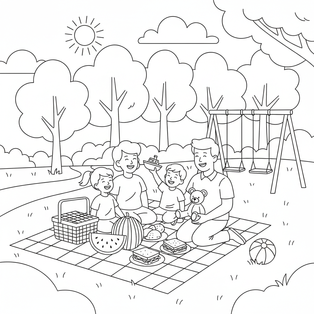 Sommarpicknick i en park