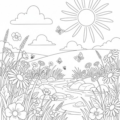 Sommarblommor pryder en äng