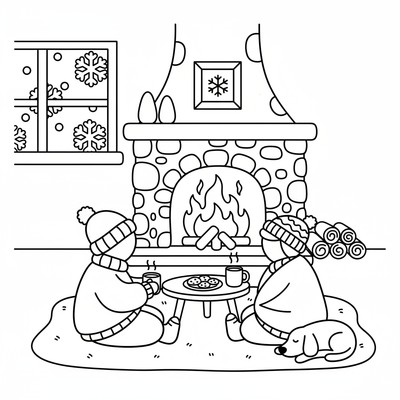 Vintermys framför öppen eld