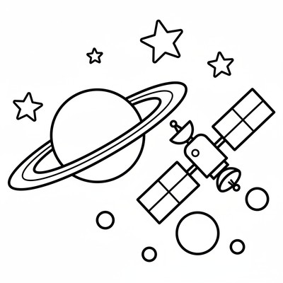 Rymden med svävande satellit