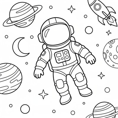 Rymden med astronaut i dräkt