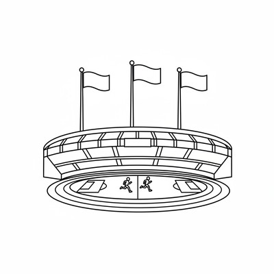 Flaggor vid en idrottsarena