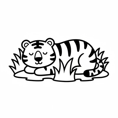 Tiger som ligger i gräset