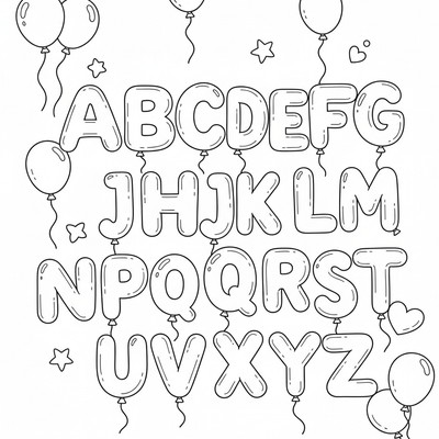 Alfabet i färgglada ballonger