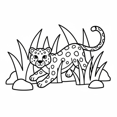 Leopard som smyger genom gräs