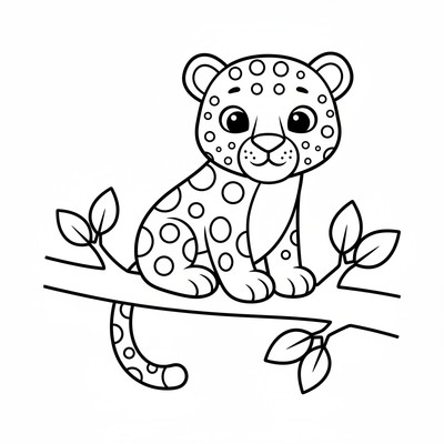 Leopard som sitter på en gren