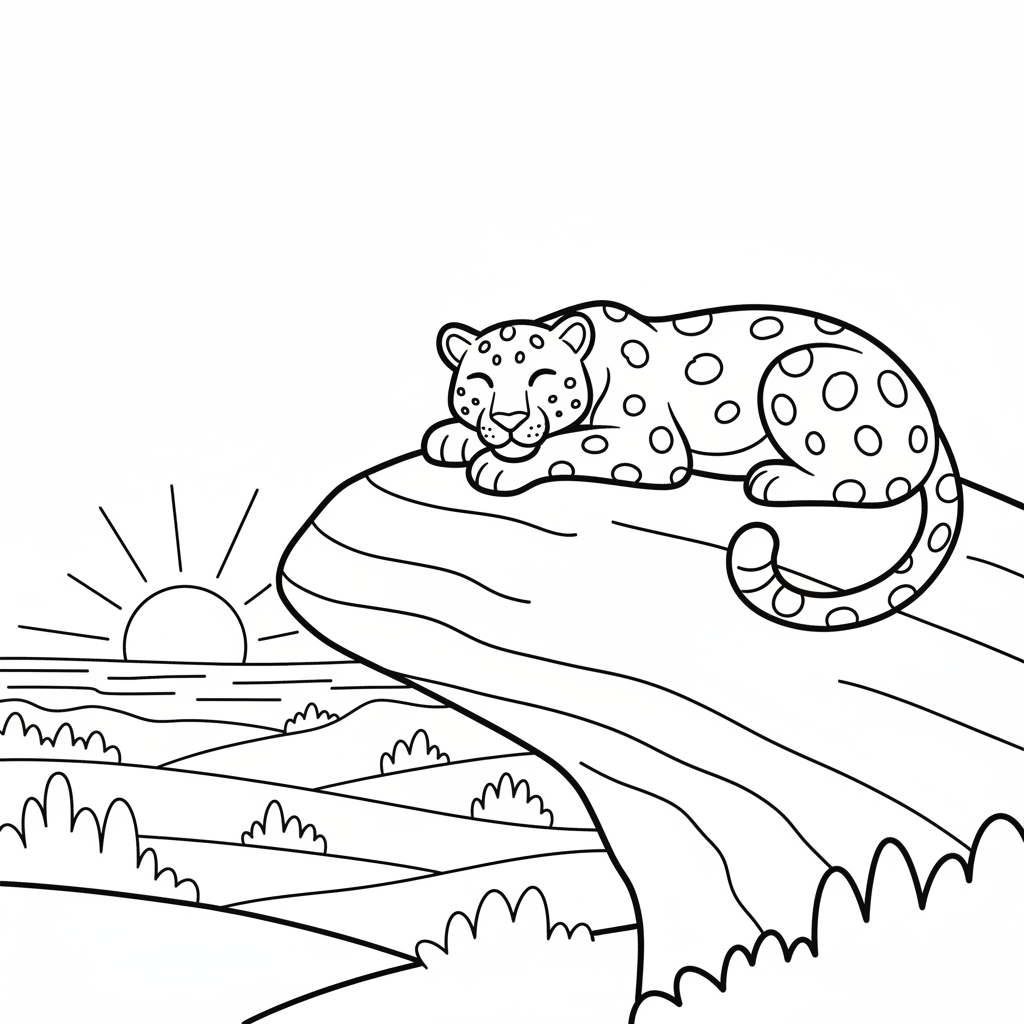 Leopard som vilar på en klippa med utsikt