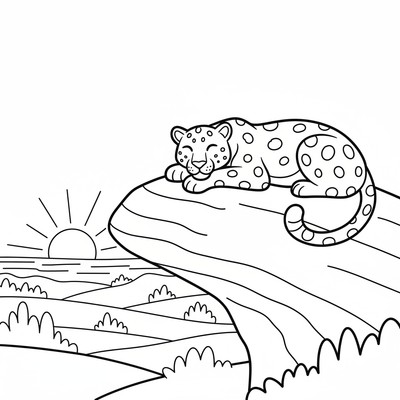 Leopard som vilar på en klippa med utsikt