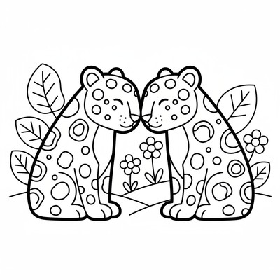 Två leoparder som nosar på varandra