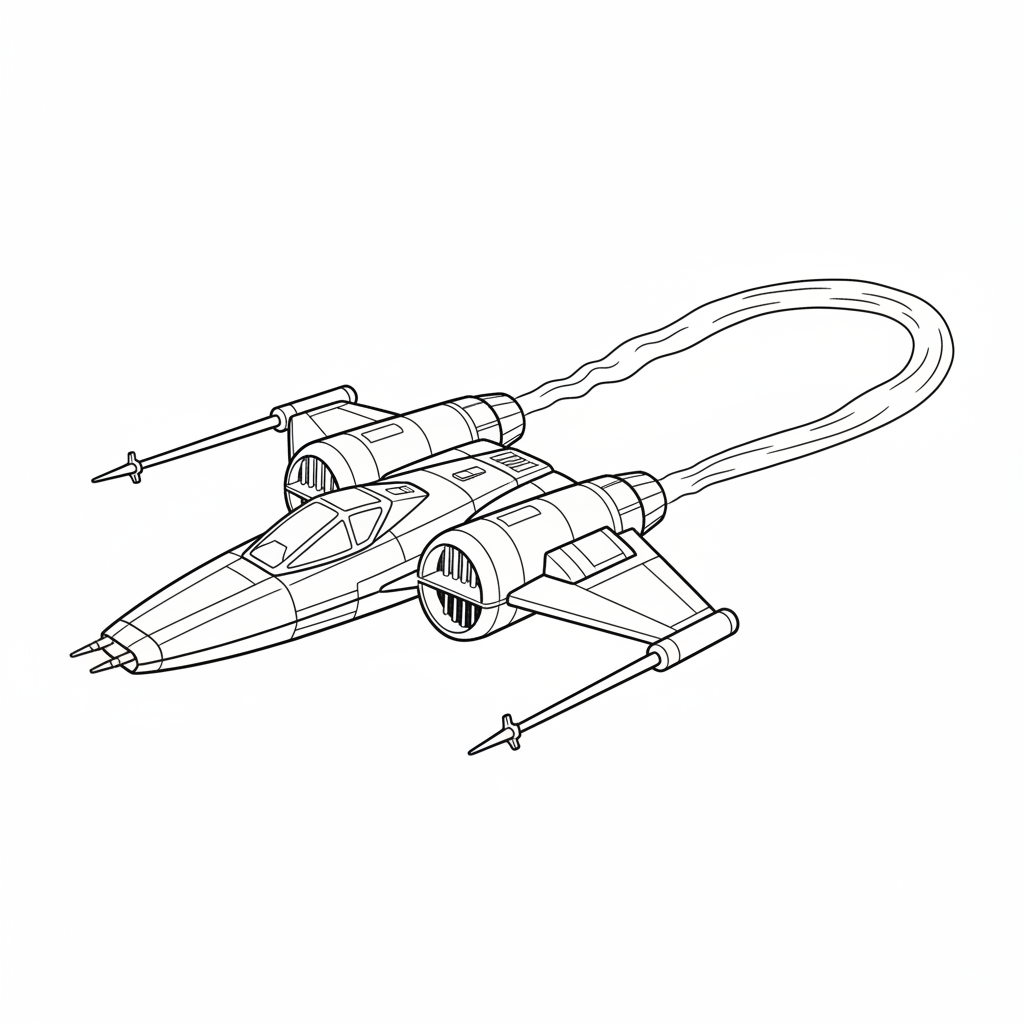 A-wing i svag sväng, kondenslinje bakom.
