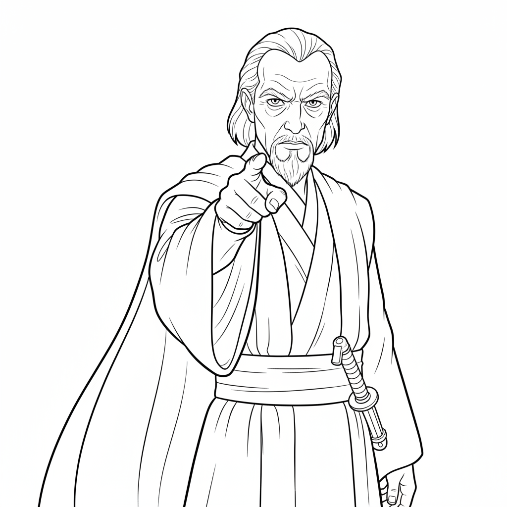 Count Dooku pekar med fingertoppen, bister min.