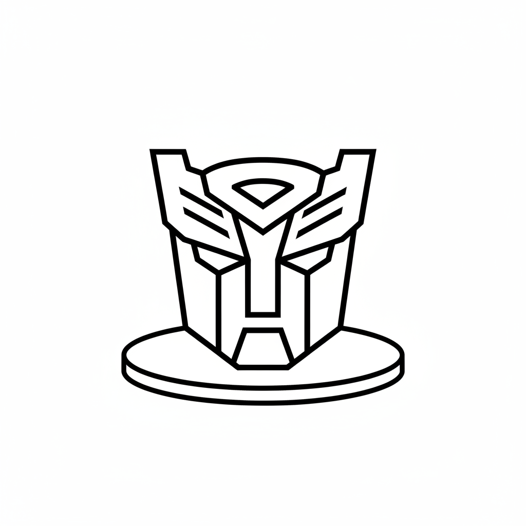 Transformers – Decepticon-symbol som ren konturlinje över platta.