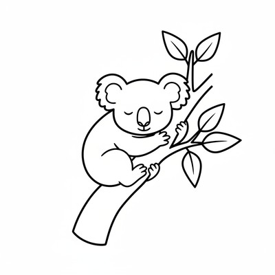 Koala som sover i ett träd