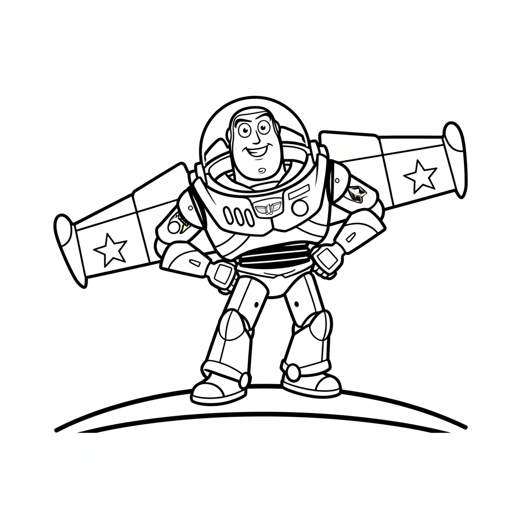 Toy Story – Buzz Lightyear gör “to infinity”-pose med vingarna ute.