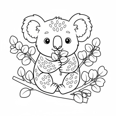 Koala som äter eukalyptusblad
