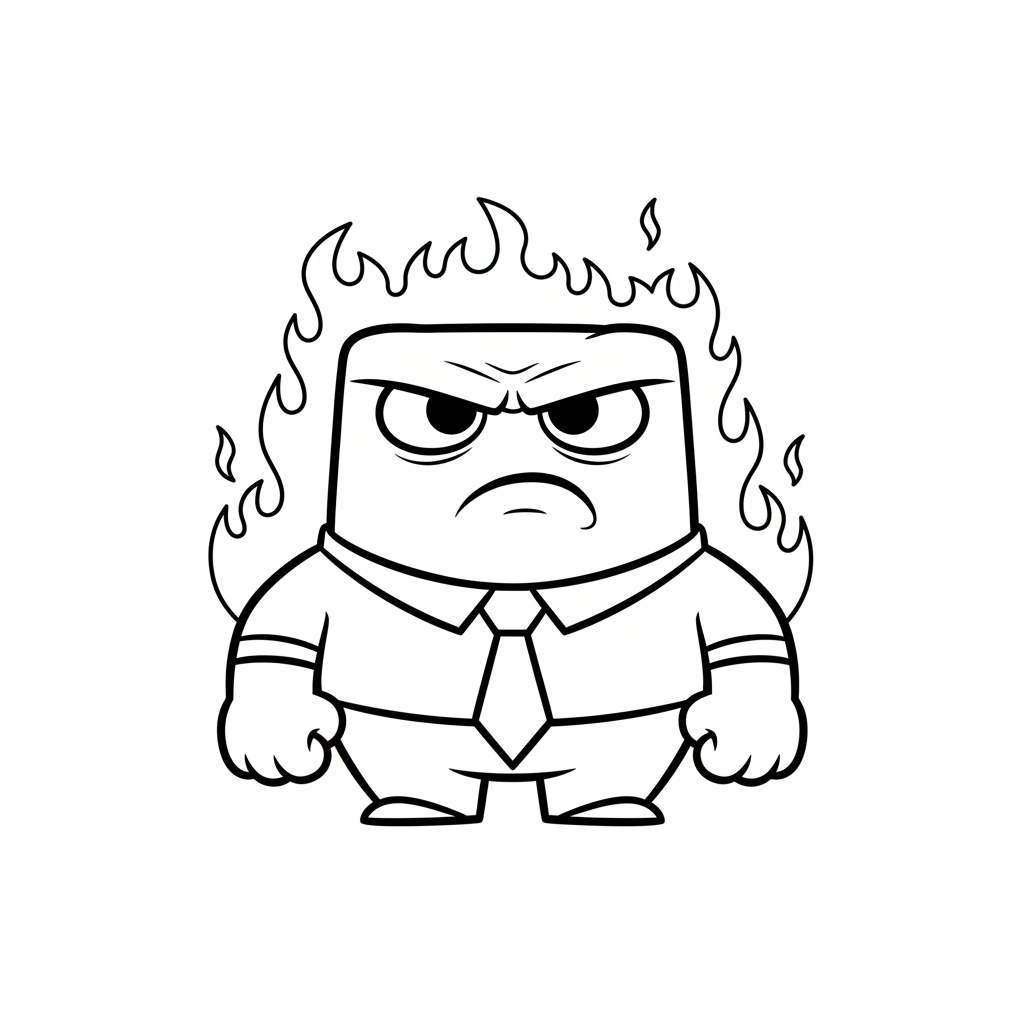 Inside Out – Anger med små flammor som stiliserad aura.