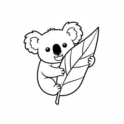 Koala som gömmer sig bakom ett löv