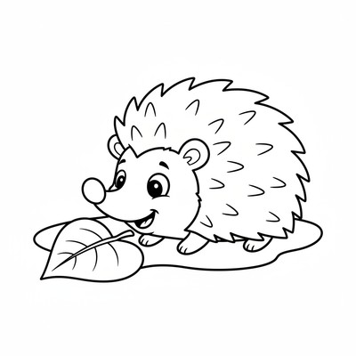 Igelkott som nosar på ett löv