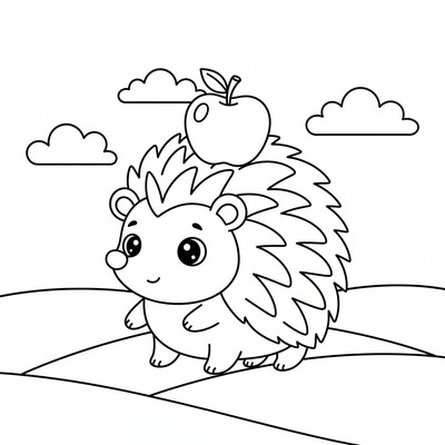 Igelkott som bär ett äpple på ryggen