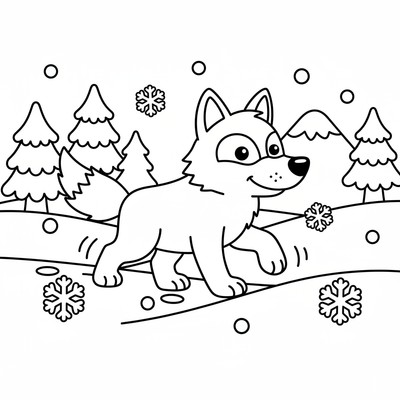 Varg som går genom snön