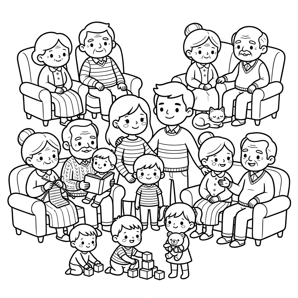 barn mamma pappa mormor morfar farmor farfar gammelfarmor gammelfarfar 