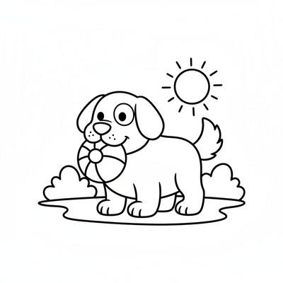 Hund med boll i munnen