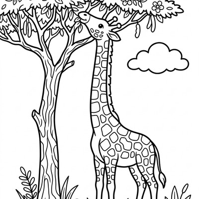 Giraff äter av akacieträd