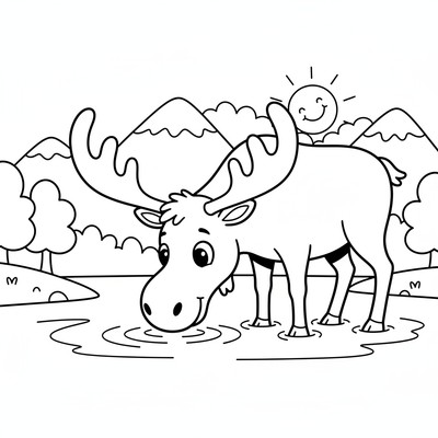 Älg som dricker från en sjö