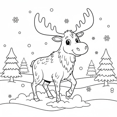 Älg som går genom snön