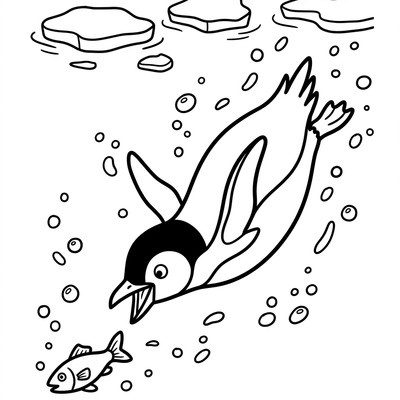 Pingvin dyker efter fisk