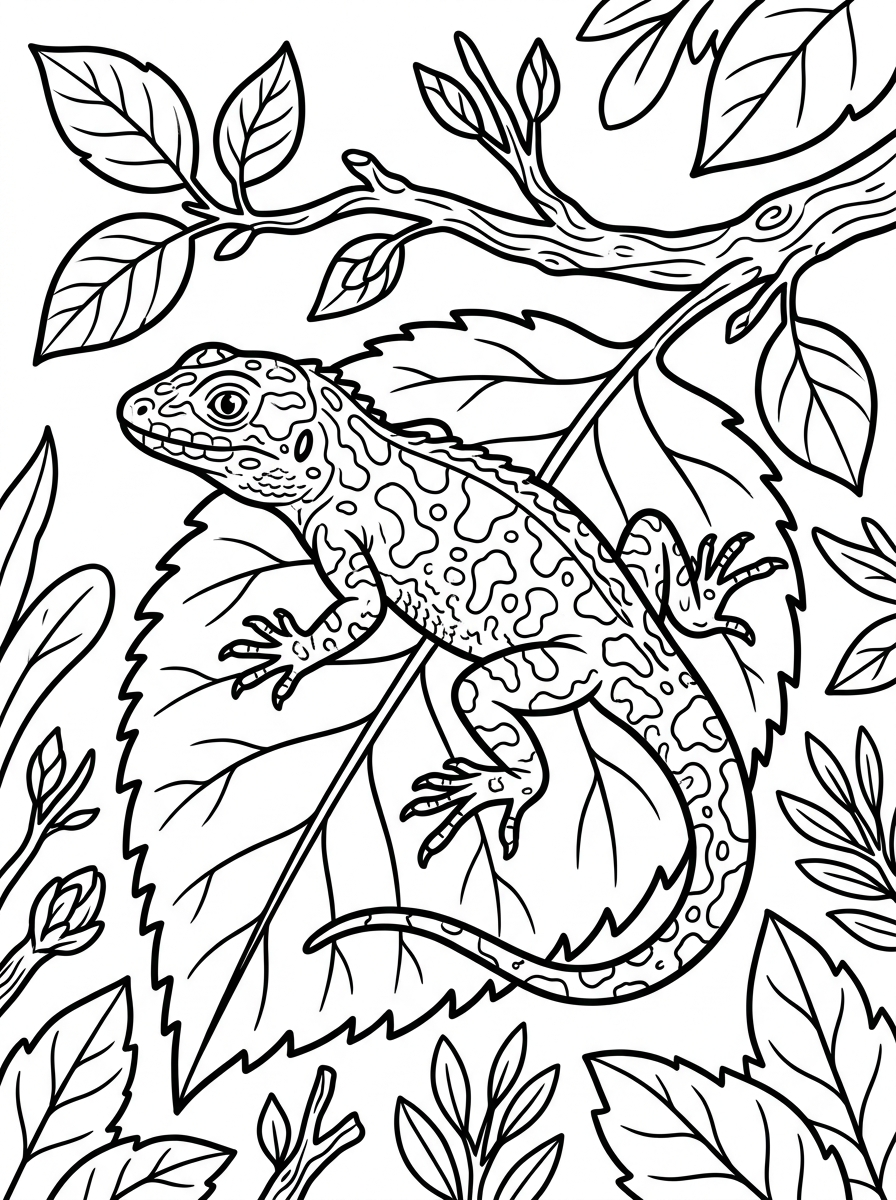 Ödla byter färg på blad