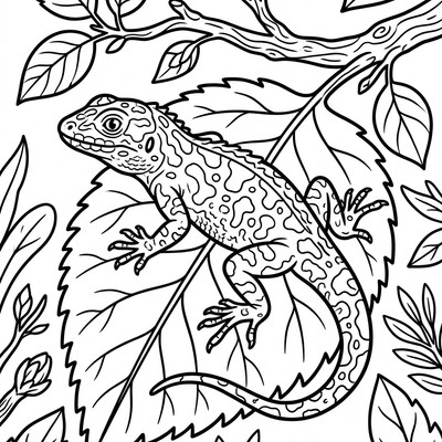 Ödla byter färg på blad