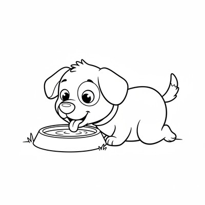 Hund som dricker ur en skål