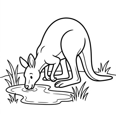 Känguru dricker vatten