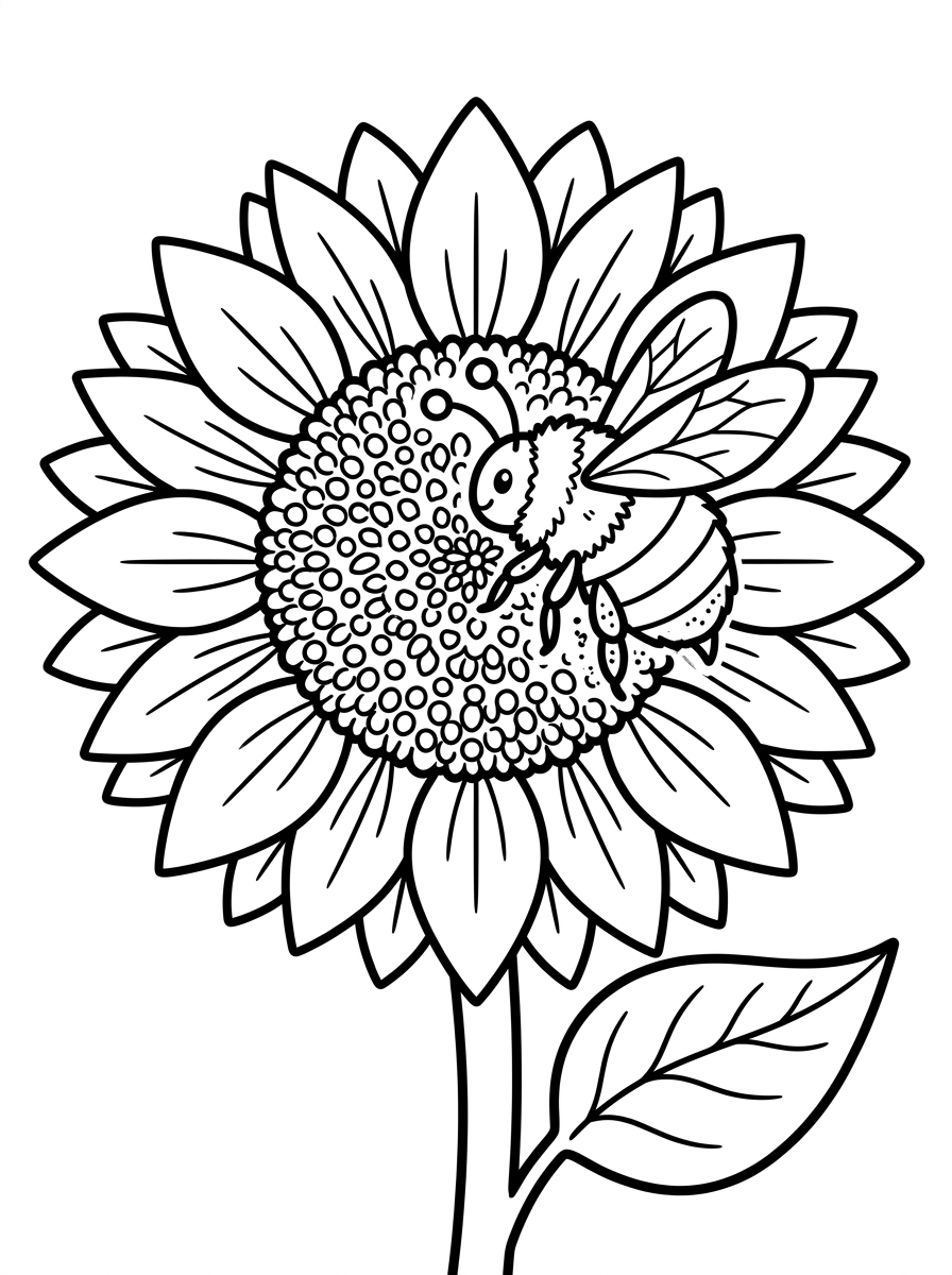 Bi samlar pollen från solros
