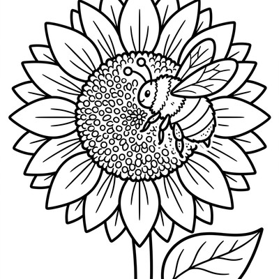 Bi samlar pollen från solros
