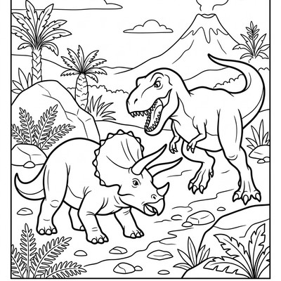 Triceratops kämpar mot T-rex