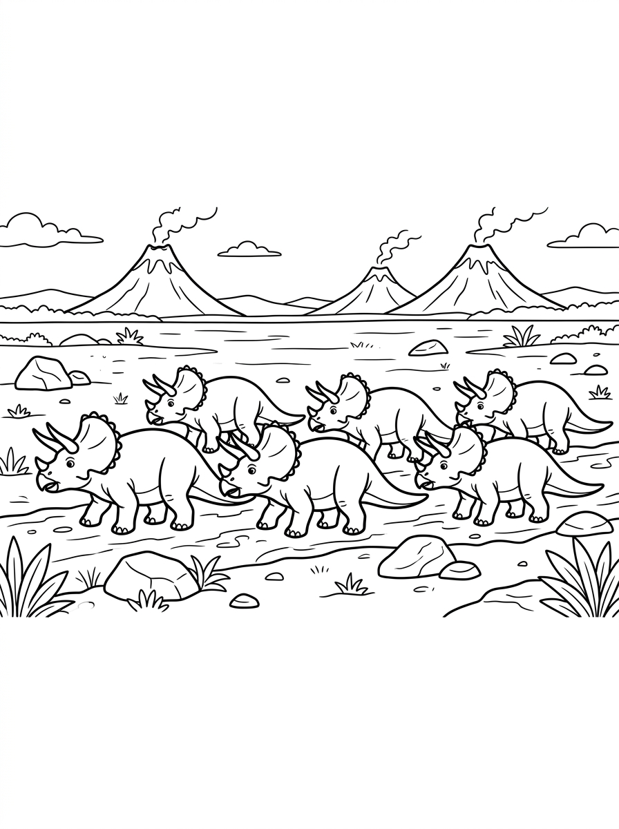 Triceratopsflock på slätten