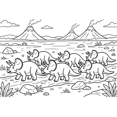 Triceratopsflock på slätten