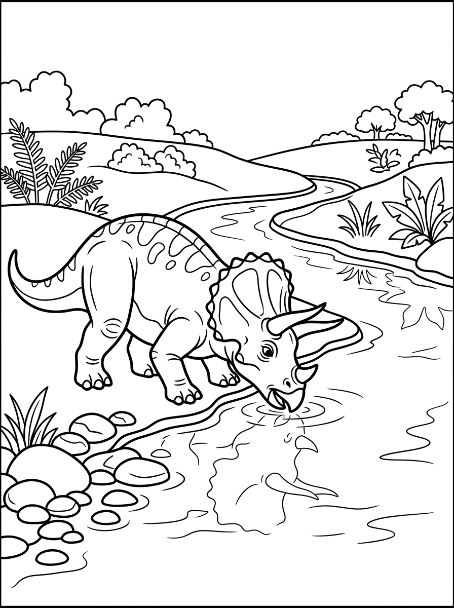 Triceratops dricker vid floden