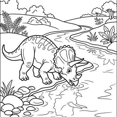 Triceratops dricker vid floden