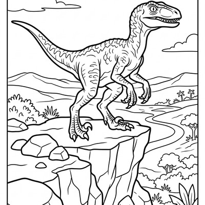 Velociraptor spejar från klippa