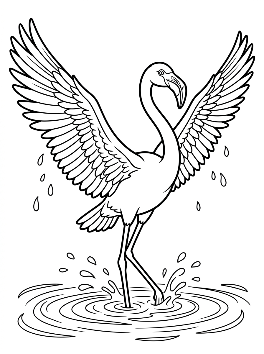 Flamingo sprider sina vingar