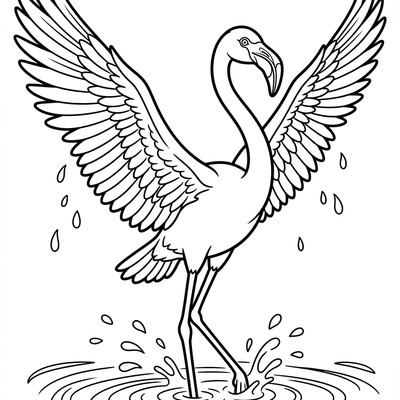 Flamingo sprider sina vingar