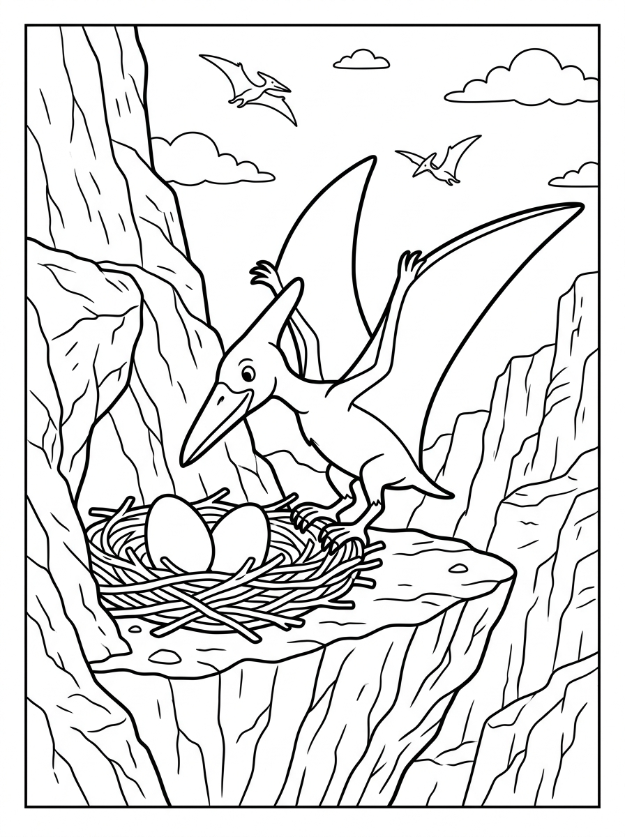 Pterodaktyl landar vid boet