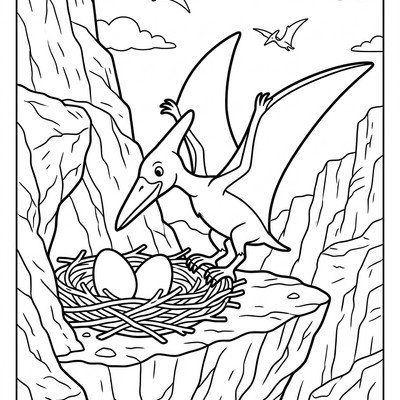 Pterodaktyl landar vid boet